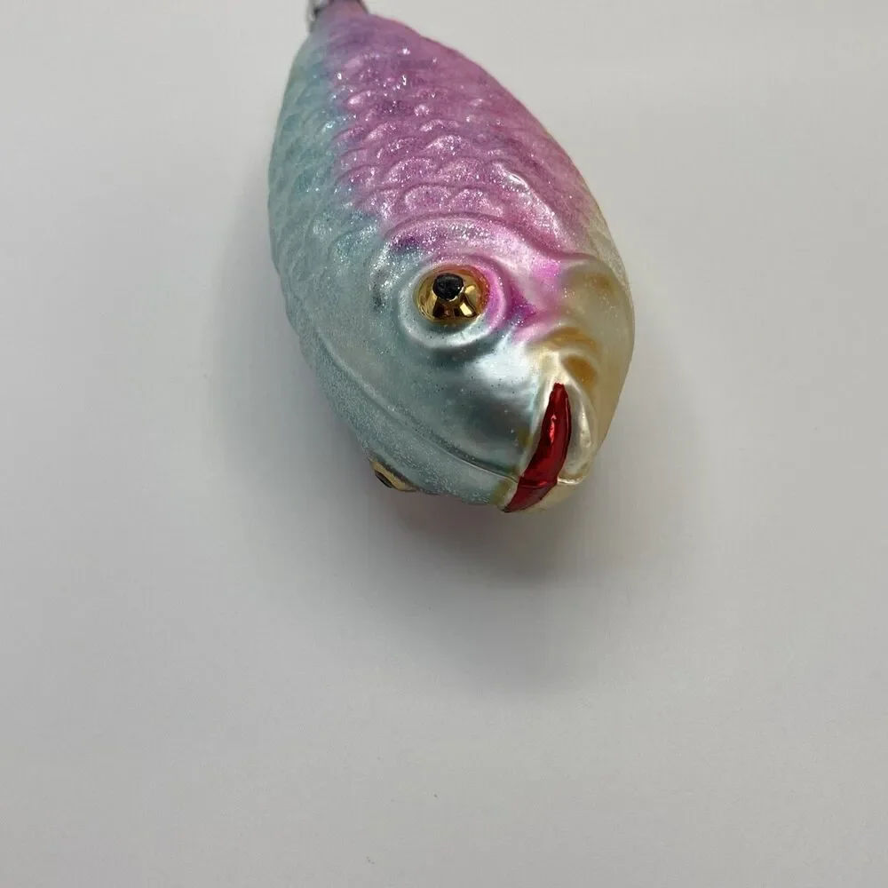 Vintage Christopher Radko Rainbow Trout Hand Blown Glass Christmas Ornament Rare